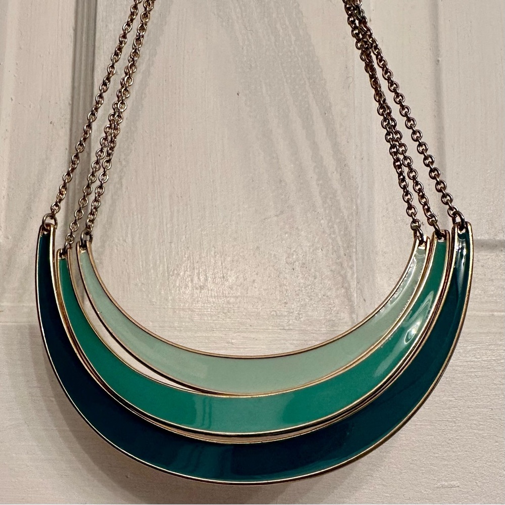 Noonday necklace, color: blues & gold